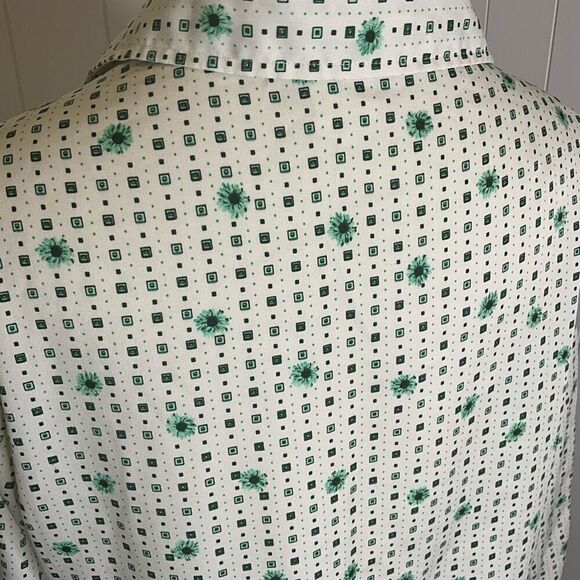 Vintage Montgomery Ward Women's Large White Floral Button Down Shirt Long Sleeve - Picture 8 of 12